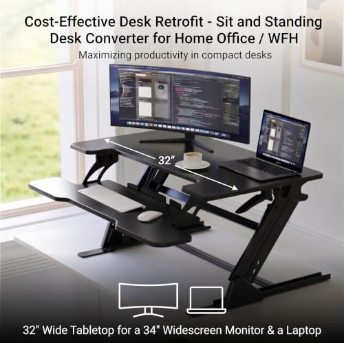 Image of Standing Desk Converter 32 x 24 Inches, Black
