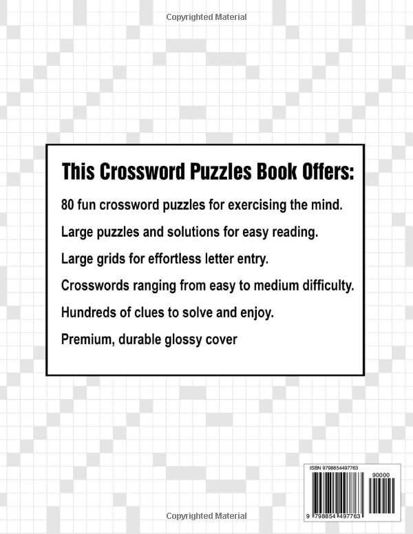 Miniatura 2 de Easy to Medium Crossword Puzzle Book For Adults Dive into the World of Cross Word Challenges for Grown-Ups Seeking Mental Stimulation
