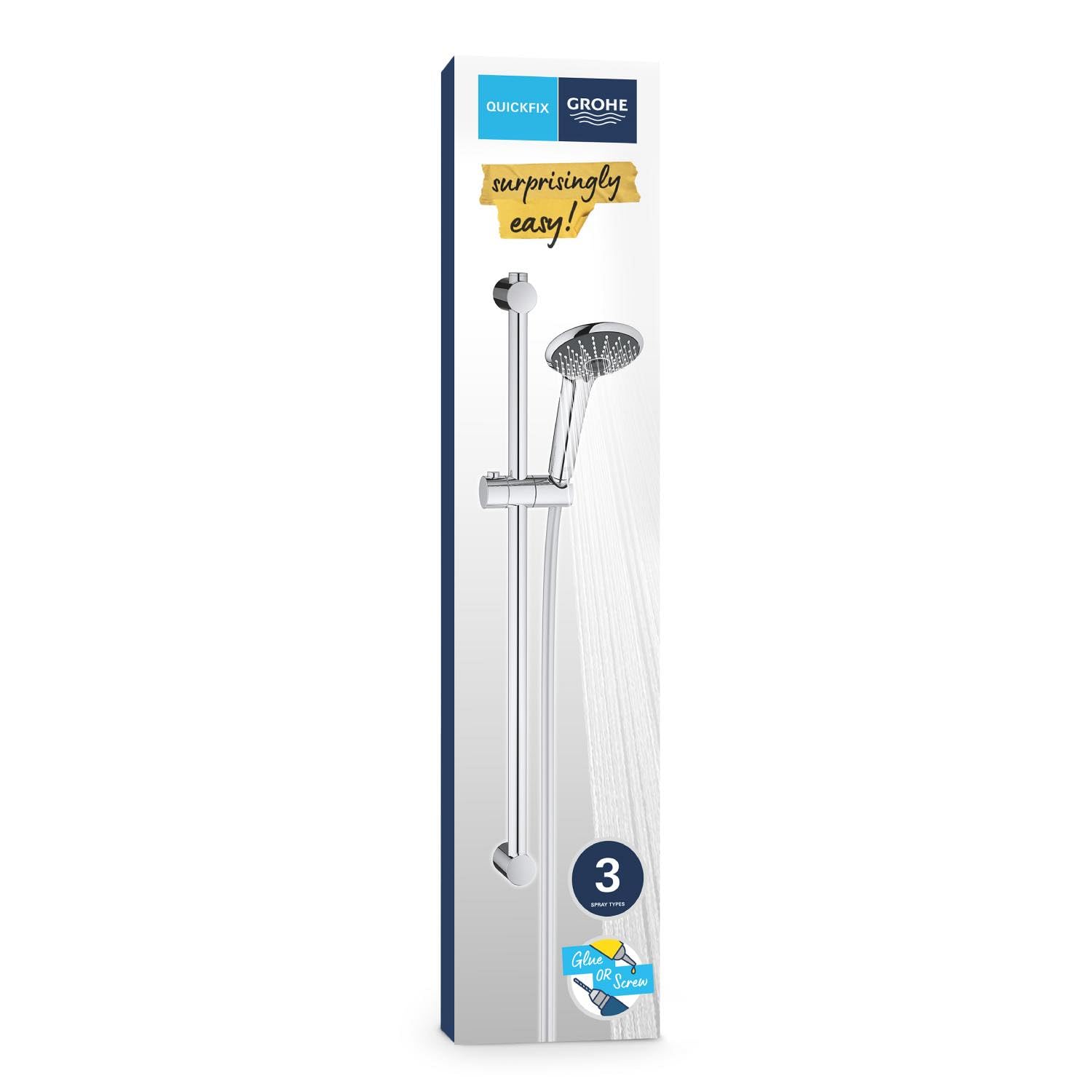 Grohe 27333000 Set Asta Doccia a 3 Getti, Argento
