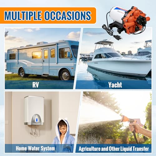 YOUNGTREE 55-Series 110V AC Fresh Water Diaphragm Pump 7GPM 70PSI 110volt 5-Chamber Water Pressure Washdown Pump On Demand with Pressure Switch for Irrigating, Home, Sprinkler, RV, Marine by YoungTree - Image 9