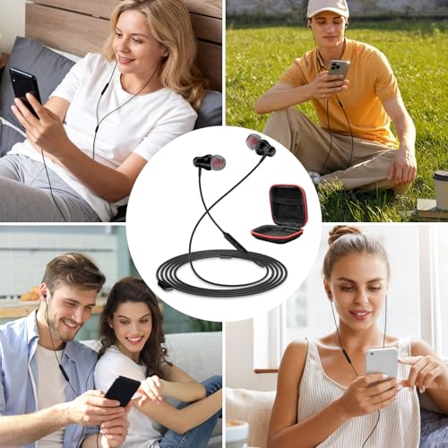 Image of ACANDYA USB C Headphones with Mic in-Ear Wired Earbuds for Work Calls Black | Noise Isolating USB C Headphone Wired Earbuds for Commute Travel Earphones with Microphone Portable for Subway Bus Plane