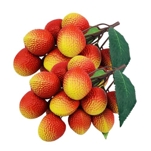 FUNOMOCYA 2 Bunches Simulated Lychee Bunch Photo Prop Fake Fruits Fake Fruit Decor Artificial Fruit Model Faux Fruit Realistic Fruit Prop Fruit Ornament Fruit Decorating Kit Room Decor
