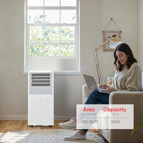 Image of LG 8000 BTU (DOE) / (11000 ASHRAE) Portable Air Conditioner Cools 350 Sqft Easy Install, Remote Control, LCD Display, Washable Filter Eco-friendly AC Unit, White LP0825WFR