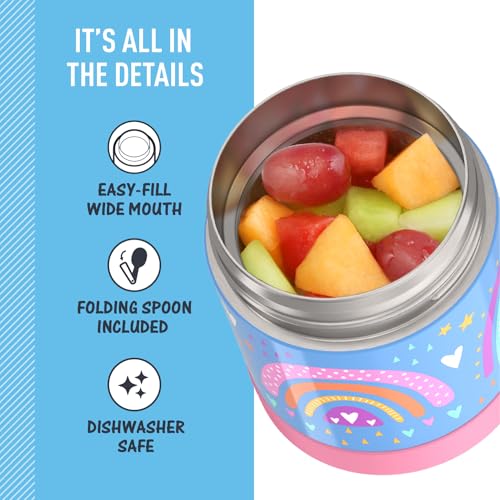 Image of THERMOS FUNTAINER Insulated Food Jar, 10 Ounce, Kid Friendly Food Jar with Foldable Spoon, Rainbow Dreams