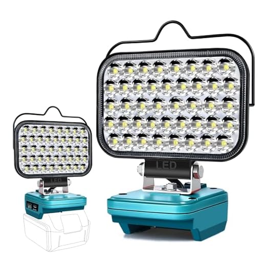 Lampe Led Rechargeable Pour Batterie Makita 18V,80W Baladeuse Lampe 8000LM de Chantier Alimenté Par Pile, Projecteur avec Charge Type C & USB la Randonnée, la Pêche, Chantier(Sans Batterie)