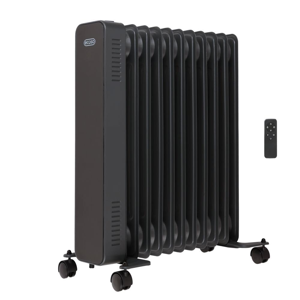 ECOSO 2500W Anthracite WiFi Oil Filled Smart Electric Radiator Plug 595x240