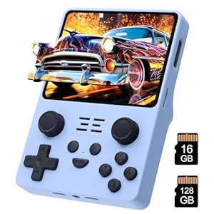 Retro Handheld Spielkonsole,mit 20000+ Spielen,Retro Gaming Konsole,16G+128G,3,5 Zoll IPS Gaming Bildschirm,Open Source Arkos System,Blau