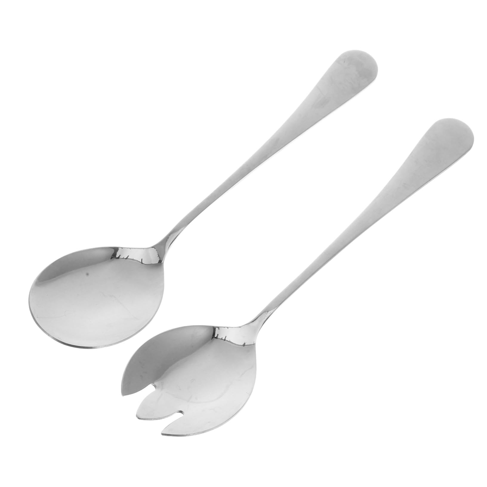 OSOLADY Salad Cutlery Set Silver Spoon Fork Tongs Salad Serving Utensils Multi-function for Adults Boys and Girls