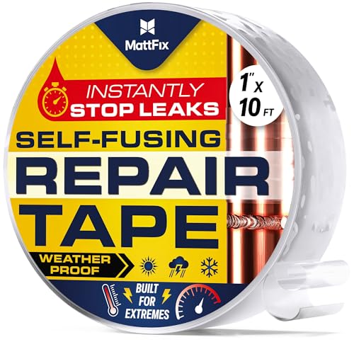 Self-Fusing Silicone Tape – 1" x 10' – Waterproof Tape for Emergency Repairs – Weatherproof, Heat and Chemical-resistant – For Plumbing, Pipes and Hoses repairs, Automotive, Electrical & Outdoor Use