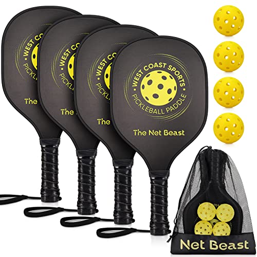 Net Beast Pickleball Paddles Set of 4, Lightweight...