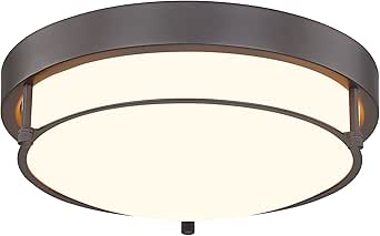 12 inch Flush Mount Ceiling Light, 2-Light Oil Rubbed Bronze Fixture for Bathroom, Bedroom, Kitchen, Hallway