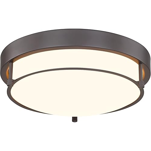 12 inch Flush Mount Ceiling Light, 2-Light Close to Ceiling Light Fixtures with Oil Rubbed Bronze Finish for Bathroom Bedroom Kitchen Hallway, 4822-ORB
