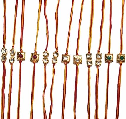 12 Pcs Rakhi Set for Bhaiya, Bhabhi on Indian Rakhi Rakshabandhan Festival, Rakhi Thread/Rakhi Bracelets, Best Bands for Brother