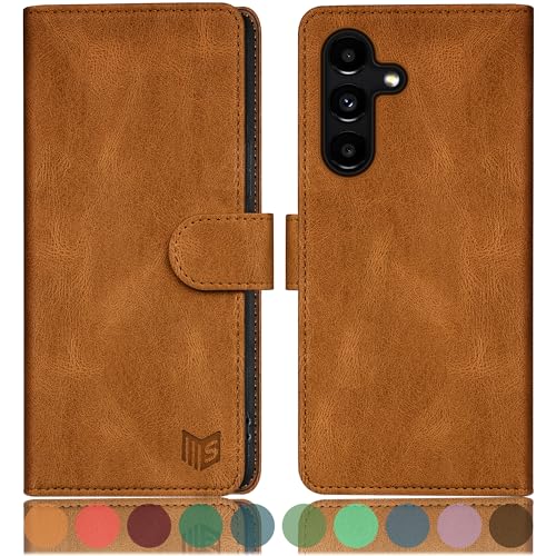 Funda Samsung S24 Plus de piel sintética con tarjetero protector y acabado elegante café claro