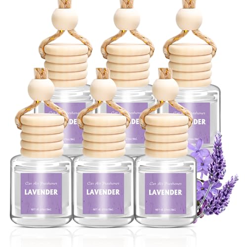AROIC Car Air Freshener Diffuser Set 6 Pack Lavender Natural Slow-Release Fragrance Long Lasting Air Freshener for Women & Men Car Accessories Hanging Cute Automotive Interior Decor Gift (8ml Each)