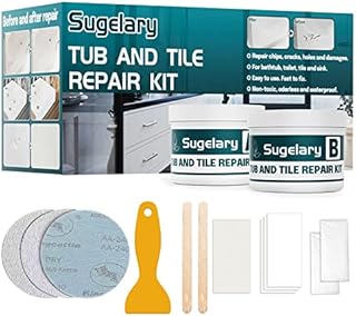Sugelary Shower Tray Repair Kits, Waterproof Bath Repair Kit, Leak-Proof Tub Tile Bath Enamel Porcelain Repair Kit for Refinishing Ceramic Scratches, Holes, Cracks 200g (1)