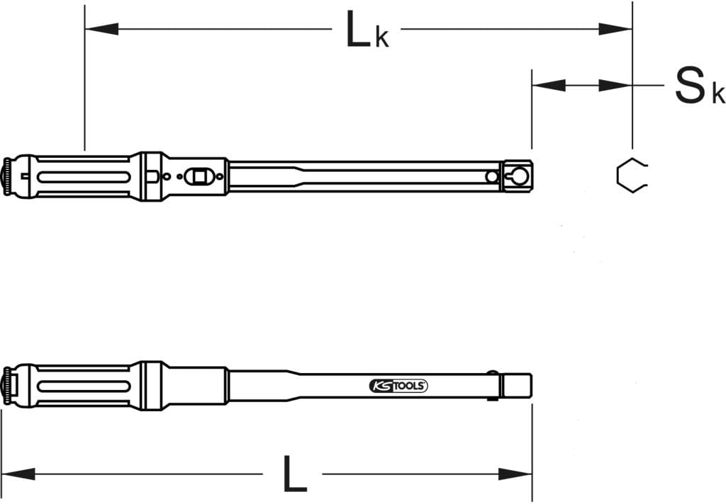 KS TOOLS 9x12mm ERGOTORQUE® Precision Fine Adjustment Torque Wrench with Retangular Tool Holder, 20-100Nm
