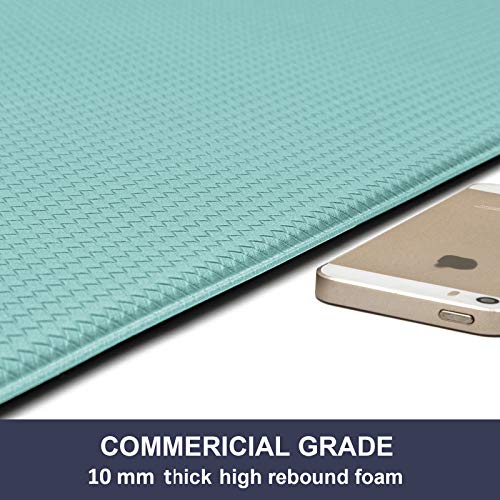 HEBE Anti Fatigue Kitchen Floor Mat Set of 2 Waterproof Non Skid Kitchen Mats and Rugs Set Heavy Duty PVC Leather Comfort Foam Rug for Sink Office (18"x30"+18"x48",Teal) - Image 3