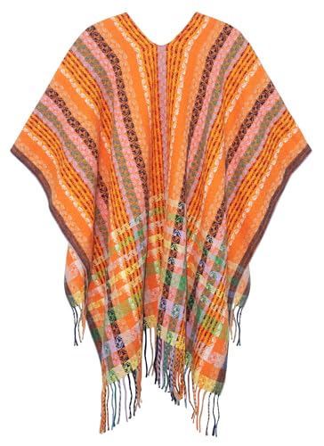 Urban CoCo Womens Vintage Knit Shawl Wraps Open Front Poncho Cape for Fall Winter2