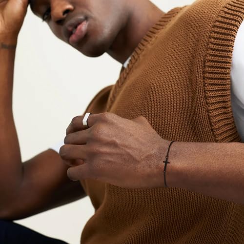 Silver, Gold, Black Cross Bracelet for Men & Teens – 5mm Stainless Steel Cuban Chain Link – 7"+2" Adjustable Christian Religious Jesus Jewelry Gift for Him (Confirmation, Baptism)4