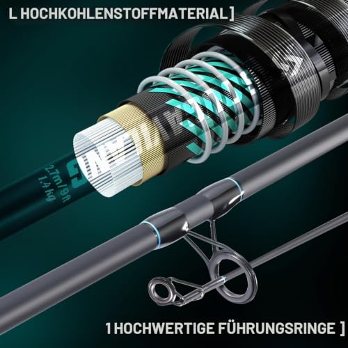 Sougayilang Karpfen Rute und Rolle Combo, 3-Abschnitt High - Qualität Carbon Angelrute und Karpfen Reel Angelset mit Angelschnur Haken Rigs – Bild 4