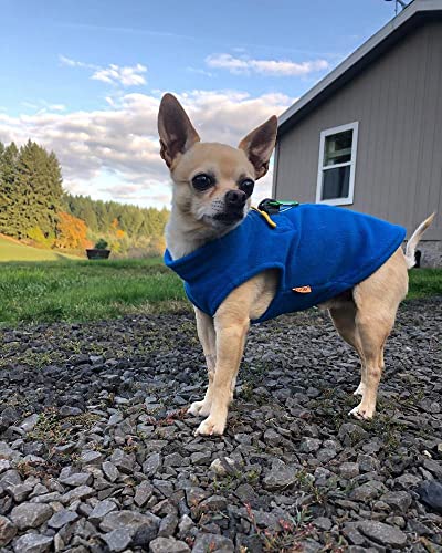 Gooby Fleece-Hundepullover mit Reißverschluss – Blau, Größe S – warme Fleece-Hundejacke zum Hineintreten mit Doppel-D-Ring für Leine – Winterpullover für kleine Hunde – Hundekleidung für kleine Hunde,
