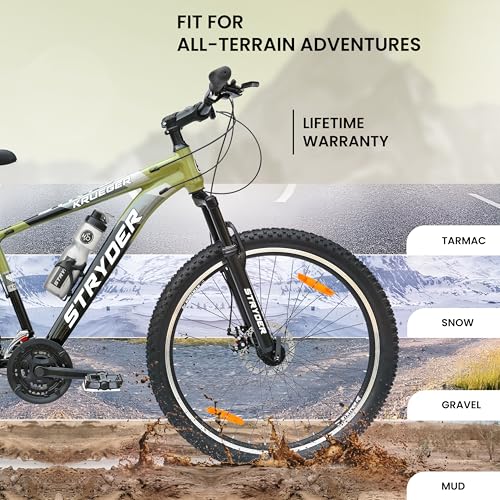 Image of Stryder 27.5T Krueger Mountain Cycle for Men & Women with Front Suspension and Dual Disc Brake | Multi-Speed Cycle - Ideal for 12+ Years (Frame: 18 Inches) (Sage Green & Black)
