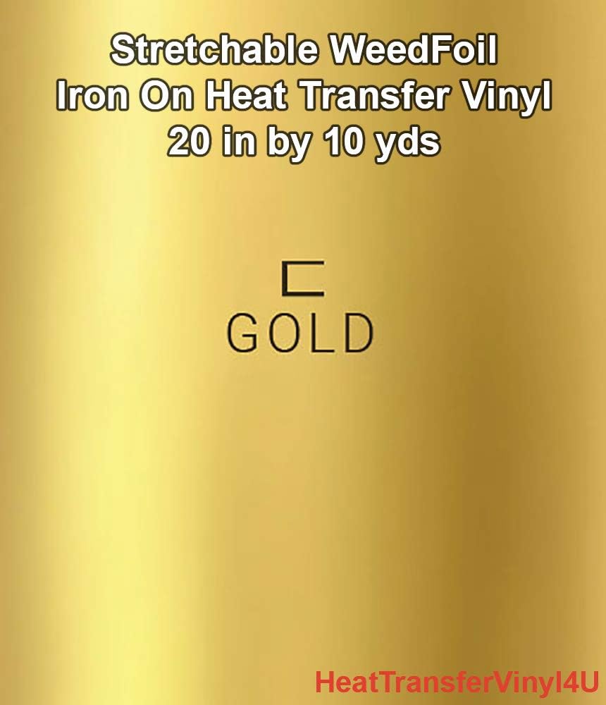 Stretchable WeedFoil Iron On Heat Transfer Vinyl 20" (Gold, 10 Yards)