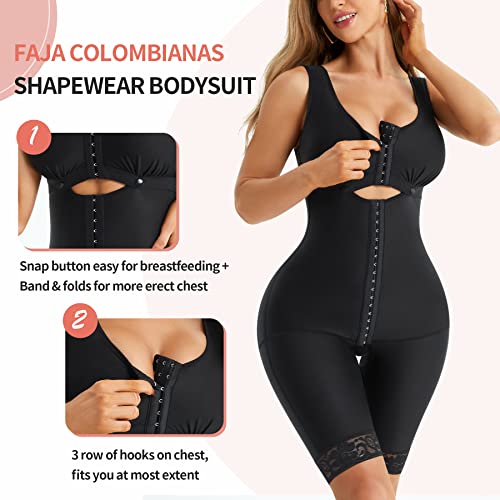 Reyeogo Bra Shapewear For Women Tummy Control Bodysuit Waist Trainer Full Body Shaper Faja Colombianas Compression Garments (Black, Large) #TOP2