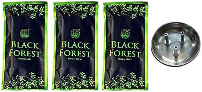 Forest FRAGRANCE'S Black Forest Premium Incense Sticks Pack of 3 (100 GM Each) with Free AGARBATTI Stand