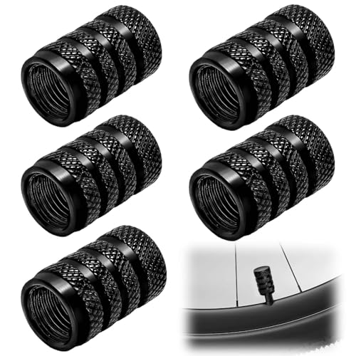 Ventilkappen aus Aluminium, für Schrader-Ventile, für Auto, SUV, Motorrad, Fahrrad, Schwarz, 4 Stück