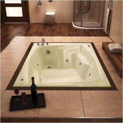 St. Nevis 54 x 72 x 23 Rectangular Whirlpool Jetted Bathtub Color/Trim/Tile Flange/Front Skirt/Drain: Biscuit/Polished Brass/No/Yes/Left/Right