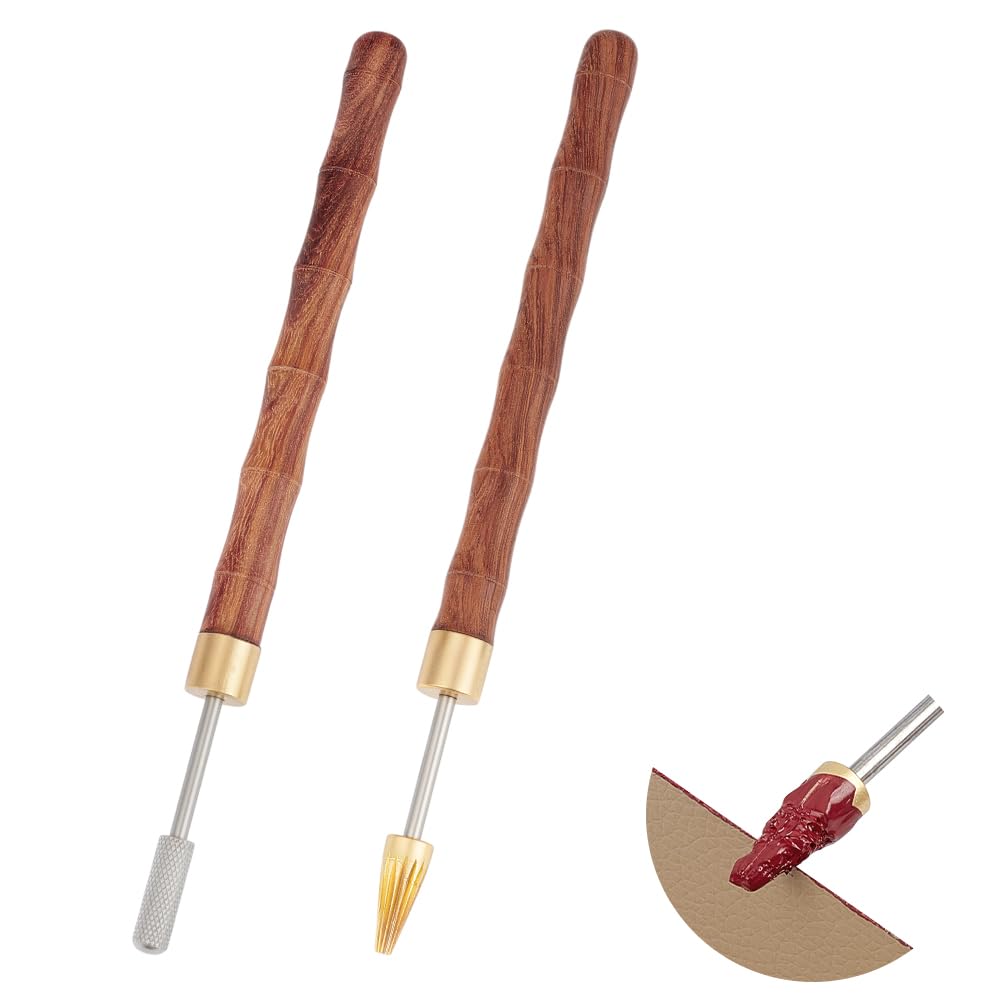 NBEADS 2 Pcs 2 Styles Leather Edge Dye Pen