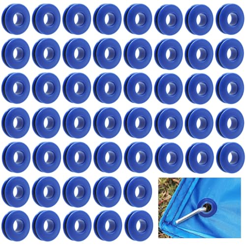 EuAcesry 50 Pezzi Occhielli Plastica, Occhielli per Teloni, Occhielli per Tende Autoperforante, Occhielli in Plastica Multiuso per Tende da Piscina Teloni Tende Telo Telone - 27 x 27 x 11 Mm - Blu