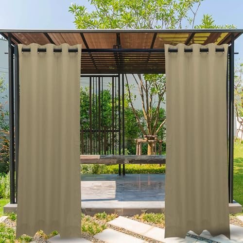 Gardenista Water Resistant Outdoor Eyelet Curtain | Private Areas for Porch, Patio, Gazebo, Sunroom, Pergola, or Balcony | Windproof and Sun Protection | Durable and Easy Clean | 55" x 108" (Stone) - Image 4