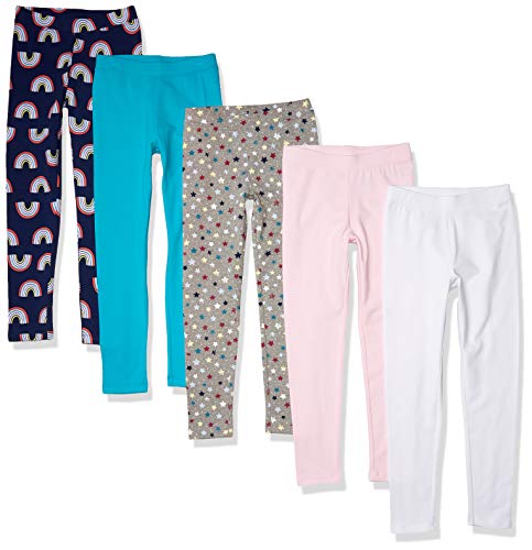 Amazon Essentials Toddler Girls Leggings, 5-Pack Rainbow, 2T