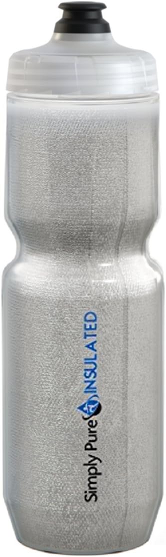 Purist 23 Oz Insulated Water Bottle with Moflo Cap Sport Bottle - Stays 20% Colder Than Other Insulated Bottles (Silver, Moflo)