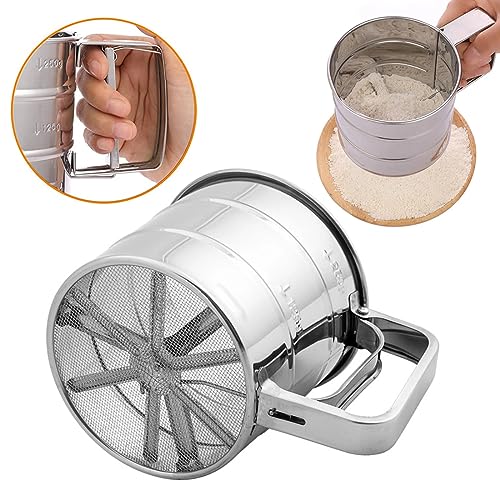 Polvilhador Peneira Manual em Inox C/Gatilho Para Farinhas Açúcar Tapioca Temperos