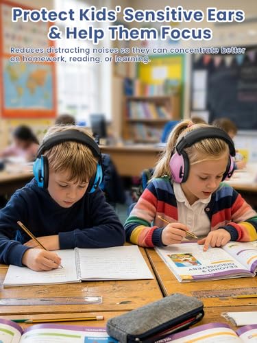 Image of Dr.meter Ear Muffs for Noise Reduction: EM100 27.4SNR Kids Noise Cancelling Headphones with Adjustable Headband - Adults Kids Ear Protection for Monster Truck Concert Autistic Sensory 2PACK