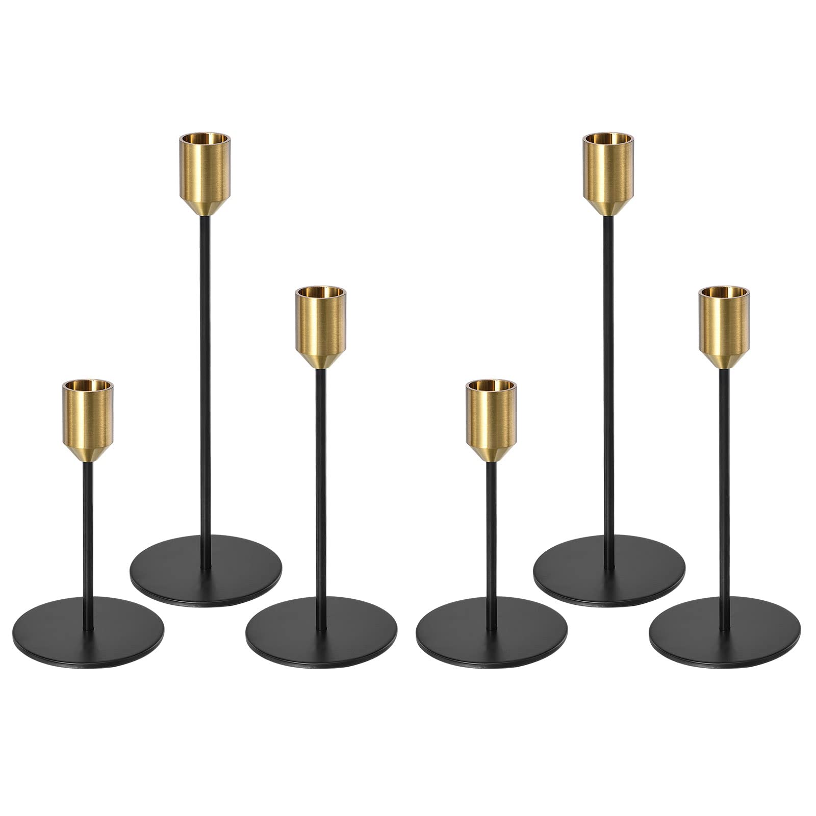 Bougeoirs coniques en métal robustes pour bougies de 1,9 cm au fini doré chic