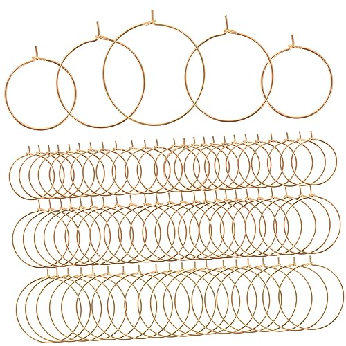 DEARMAMY 150 Piezas Aretes Palabra Nueve Resultados De La Joyería Biseles Oro Joyas Pendiente De Aro Redondo Pendientes De Aros Para Rosario Pedrería Encantos Hierro Galvanizado Rose Gold