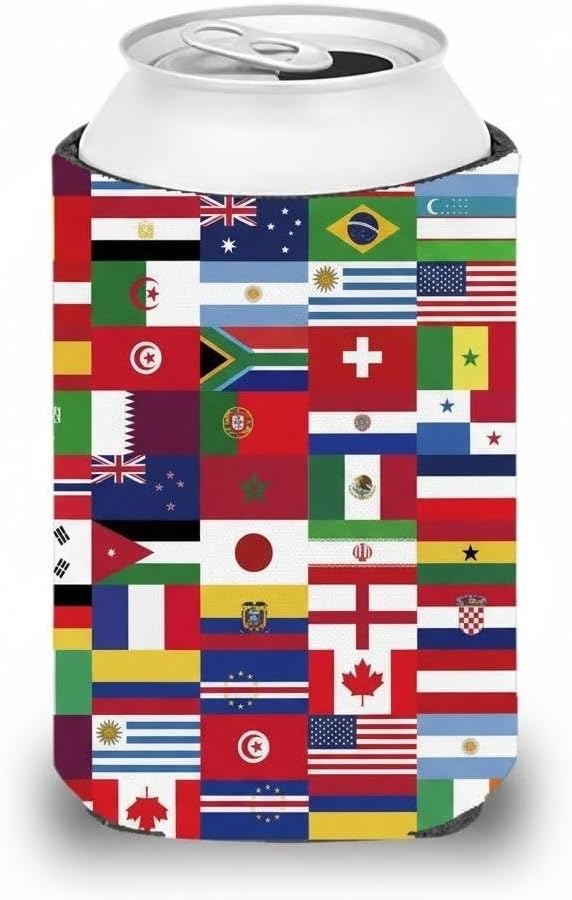 Soccer Championship Can Cooler 2026 Insulator Beverage Beer Sleeve Insulator Gifts for Soccer Fans International Country Flags Accessories Sports Events