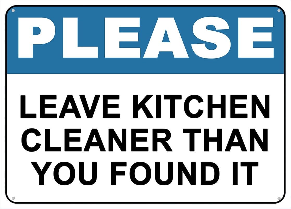 peiyeety Leave Kitchen Cleaner Than You Found It Sign 8"x12" Rust-Free Aluminum Outdoor - Metal Tin for Home, Business, Yard