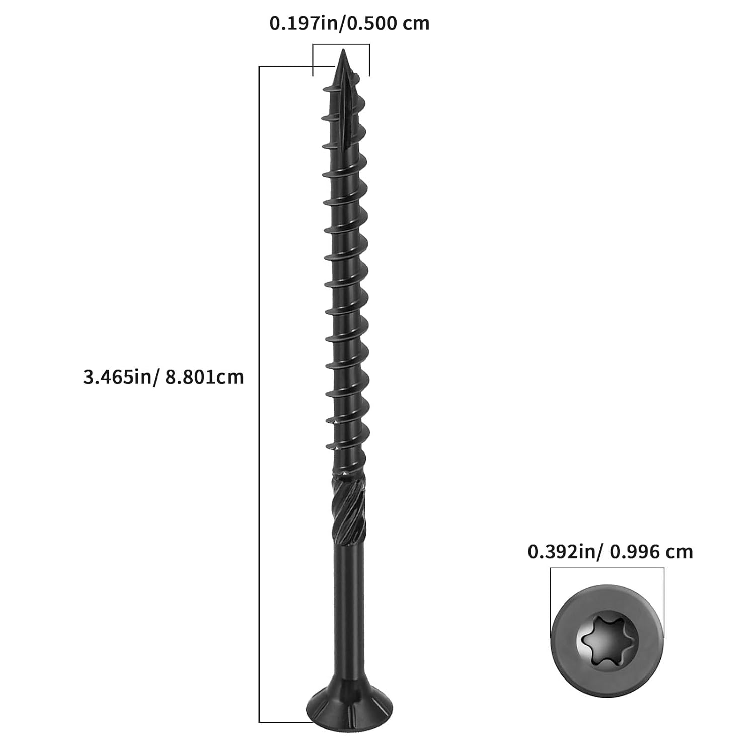 3-1/2 Inch Epoxy Coated Exterior Wood and Fence Screws, #10 * 3-1/2 Torx/Star Drive and Pre-Drill Bit Included Coarse Thread, Outdoor Rust Resistant Decking Screw - Black (5lb of 303Pcs)