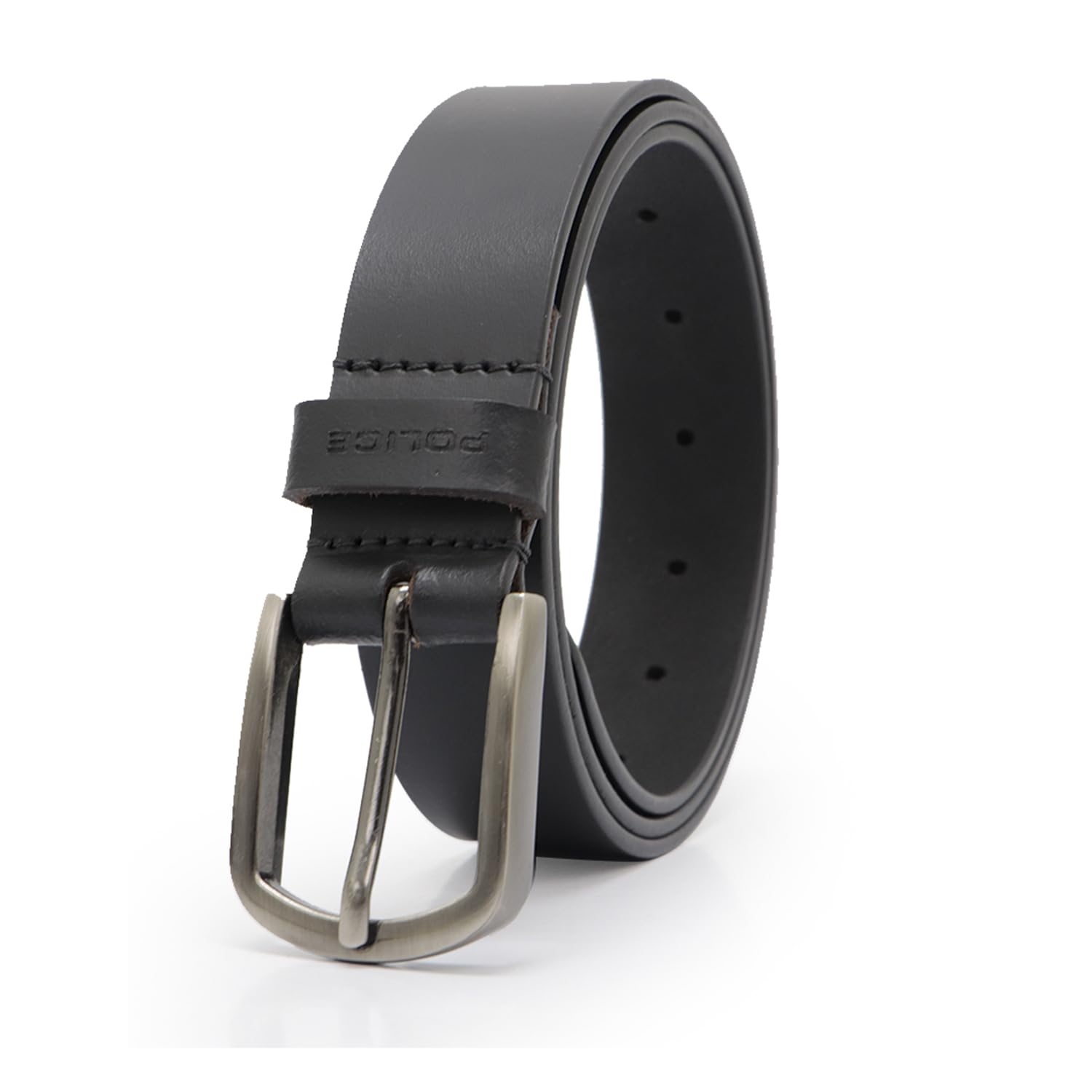 police Men’s Genuine Leather Belt | Premium Black Leather Strap with Gunmetal Pin Buckle | Stylish Formal & Casual Dress Belt | Durable Classic Design-picture-49