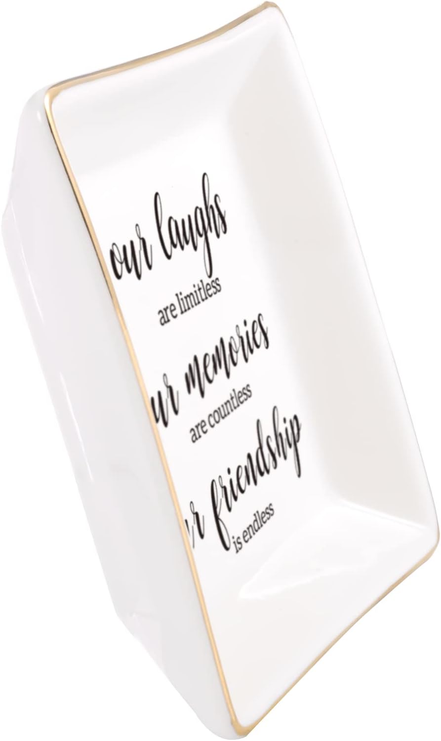 Endless Friendship Gifts Ceramic Ring Dish Jewelry Tray,Birthday Gifts For Best Friend-Our Laughs Are Limitless,Our Memories Are Countless,Our Friendship Is Endless