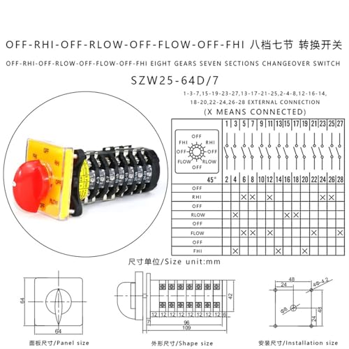 Commutateur à came de fraiseuse SZW25-64D/7 pour inverser le sens de rotation - 3