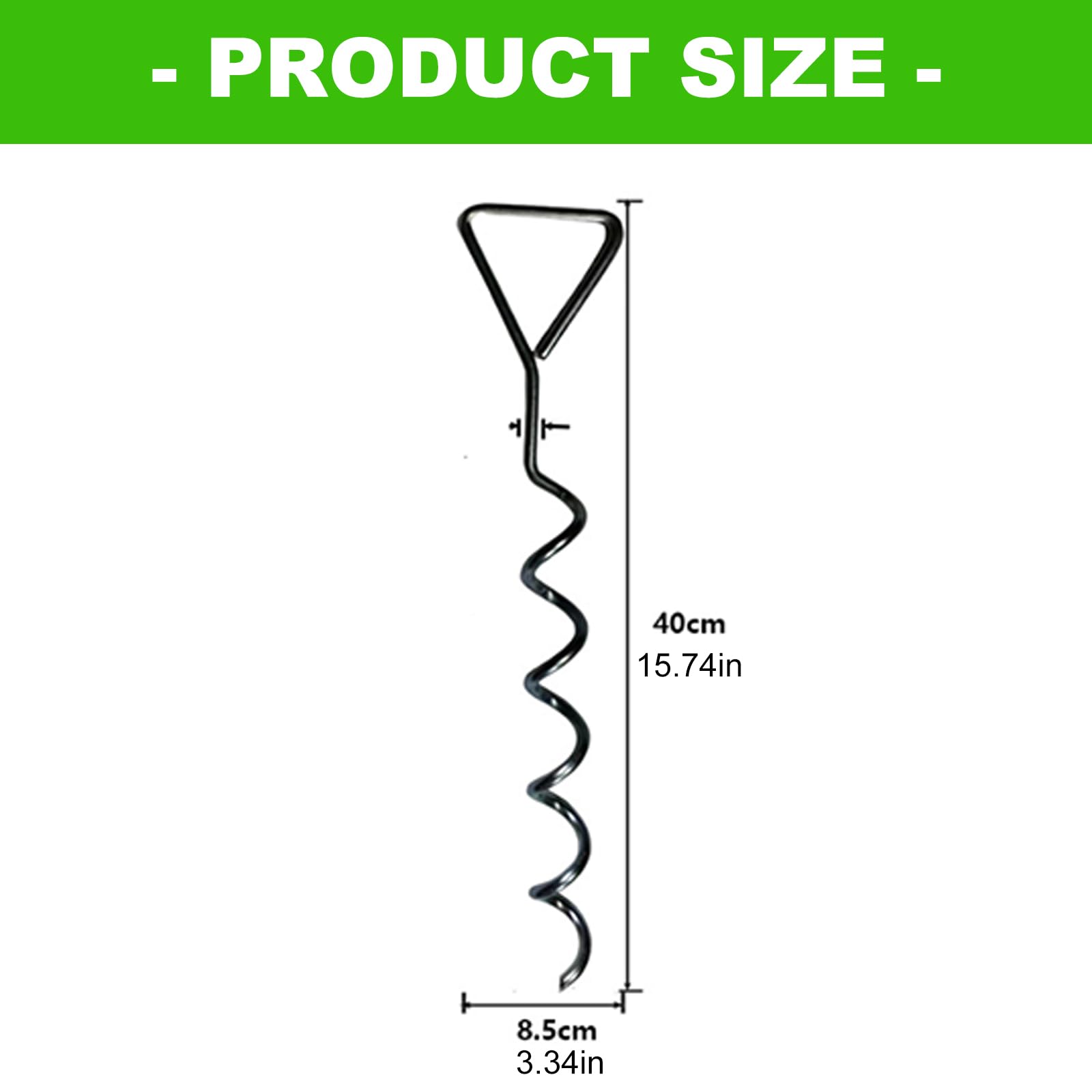 Pali fissaggio a per tenda trampolino da 40 cm, Black | Supporto per a spirale, acciaio zincato, picchetti da per carichi pesanti per tenda trampolino,