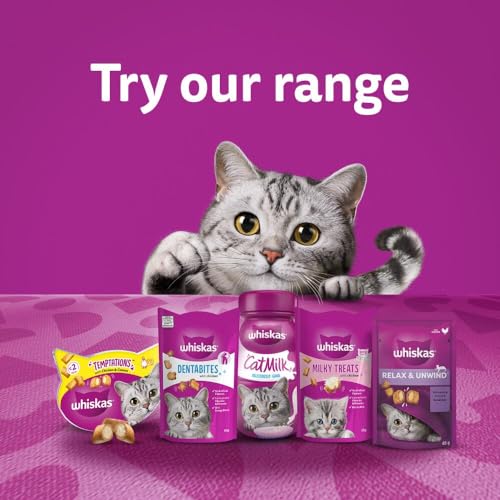 Whiskas Relax and Unwind - Cat Treats - Small Bite Size Snacks with Chicken Filling - 8 x 45 g
