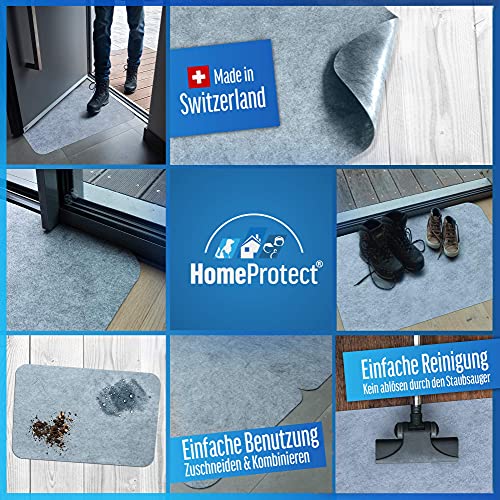 HomeProtect® | Schmutzfangmatte - SUPERDÜNN 2 mm, Selbstklebende Fußmatte, Schuhmatte, Fußabstreifer, Sauberlaufmatte, Montagematte, rutschsicher - waschbar - grau, versch. Grössen (48 x 70)